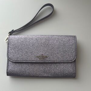 Kate Spade Silver Sparkle Clutch Wristlet
